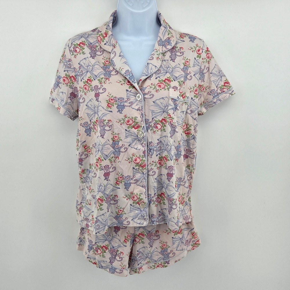 Roller Rabbit Love Shack Fancy Rosa Beaux Large Pajama Set Polo Top Shorts
